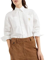 Cotton Oxford Shirt with Logo