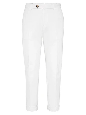 Garment Dyed Italian Fit Trousers Twisted Cotton Gabardine