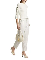 Buttoned Wool-Silk Sweater