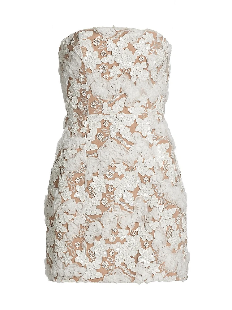 Vonni Floral Lace Strapless Minidress