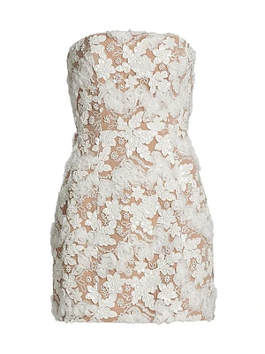 Vonni Floral Lace Strapless Minidress
