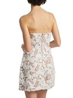 Vonni Floral Lace Strapless Minidress