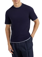 Cotton Jersey Crewneck T-Shirt with Faux Layering