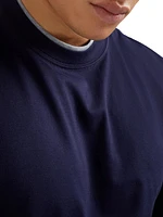 Cotton Jersey Crewneck T-Shirt with Faux Layering