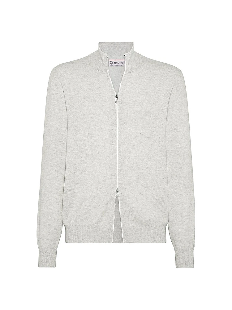 Cashmere Turtleneck Cardigan with Zipper