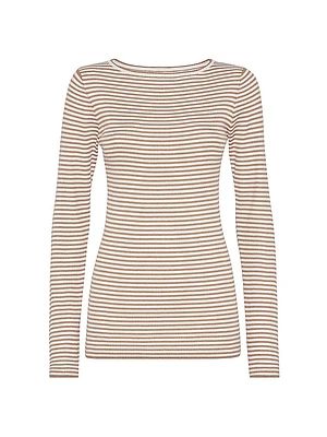 Sparkling Striped Cashmere and Silk Lightweight Sweater