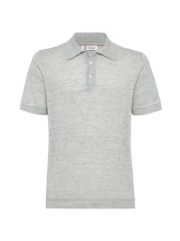 Linen and Cotton Knit Polo Shirt