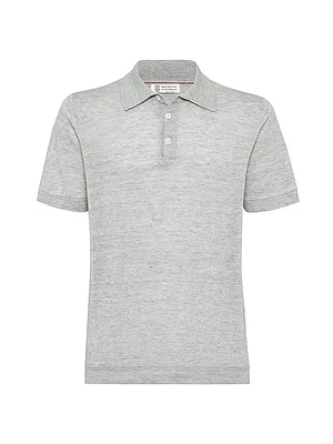 Linen and Cotton Knit Polo Shirt