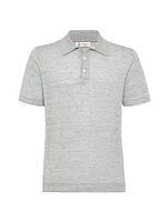 Linen and Cotton Knit Polo Shirt