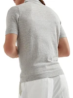 Linen and Cotton Knit Polo Shirt