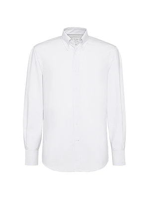 Striped Poplin Slim Fit Shirt with Button Down Collar