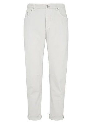 Garment Dyed Comfort Denim Leisure Fit Five Pocket Jeans