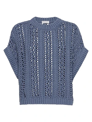 Cotton Ribbed Net Sweater