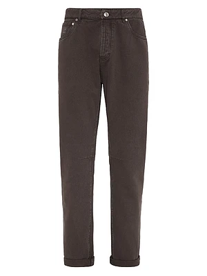 Garment Dyed Leisure Fit Five Pocket Jeans Denim
