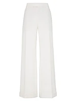 Cotton and Linen Cavalry Loose Flared Trousers with Monili