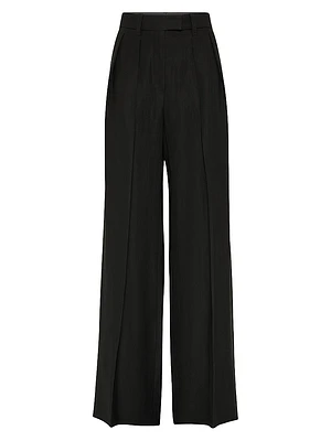 Viscose and Linen Fluid Twill Sartorial Wide Trousers