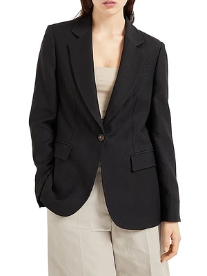 Viscose and Linen Fluid Twill Blazer
