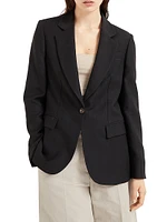 Viscose and Linen Fluid Twill Blazer