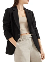 Viscose and Linen Fluid Twill Blazer