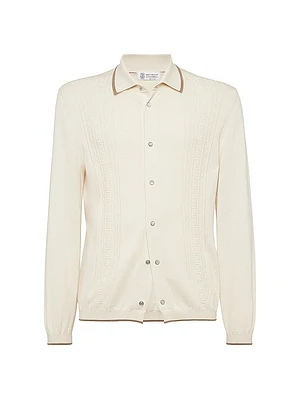 Cotton Geometric Jacquard Knit Shirt