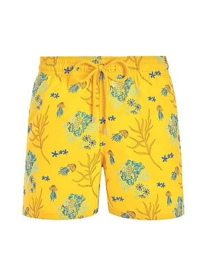 Embroidered Medusa Flowers Swim Trunks