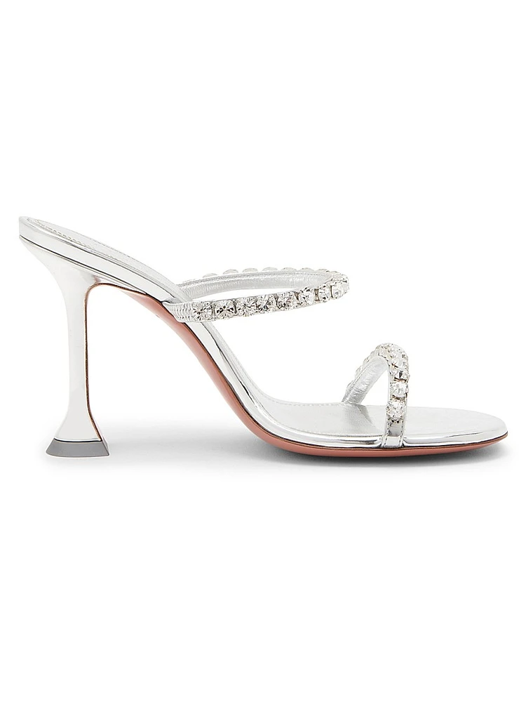 Gigi 95MM Crystal-Embellished Metallic Leather Sandals