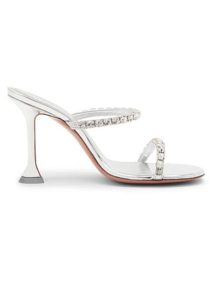 Gigi 95MM Crystal-Embellished Metallic Leather Sandals