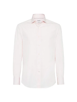 Poplin Slim Fit Shirt with Spread Collar