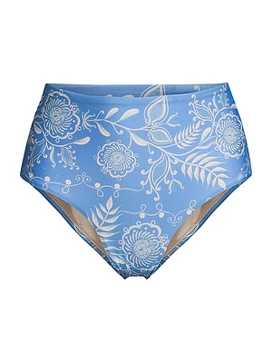 Magenta Floritura High-Waisted Bikini Bottom