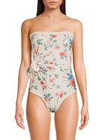 Morena Mosqueta Floral Tie Strapless One-Piece Swimsuit