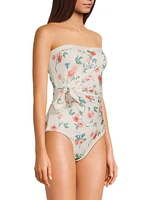 Morena Mosqueta Floral Tie Strapless One-Piece Swimsuit