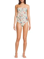 Morena Mosqueta Floral Tie Strapless One-Piece Swimsuit