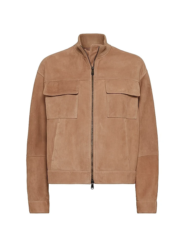 Couture Suede Outerwear Jacket with Monili