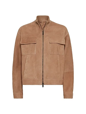Couture Suede Outerwear Jacket with Monili