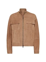 Couture Suede Outerwear Jacket with Monili