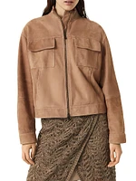 Couture Suede Outerwear Jacket with Monili