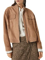 Couture Suede Outerwear Jacket with Monili