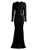 Sequin Open-Back Trumpet Gown