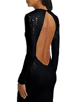 Sequin Open-Back Trumpet Gown
