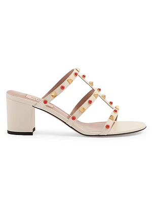 Rockstud Slide 60MM Sandals Calfskin with Cabochon Stones