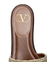 VLogo Signature Slide Sandals with Crochet Embroidery