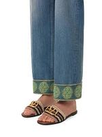 VLogo Signature Slide Sandals with Crochet Embroidery