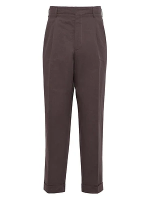 Gabardine Tailor Fit Trousers with Double Pleats