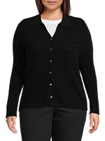 Cashmere Rib-Knit Button-Front Shirt