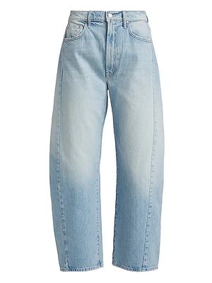The Full Pipe Flood High-Rise Seamed Barrel-Leg Jeans