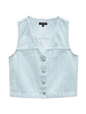 Juliana Tweed Button-Front Vest