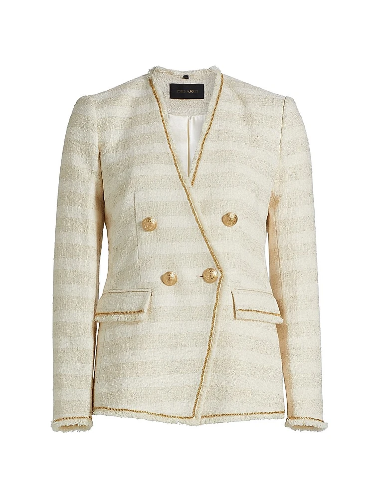 Hesper Striped Tweed Double-Breasted Blazer