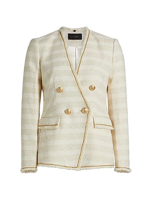 Hesper Striped Tweed Double-Breasted Blazer