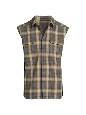 Plaid Cotton Sleeveless Shirt