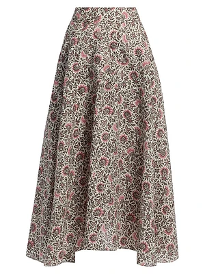 Jaya Printed Twill Midi-Skirt